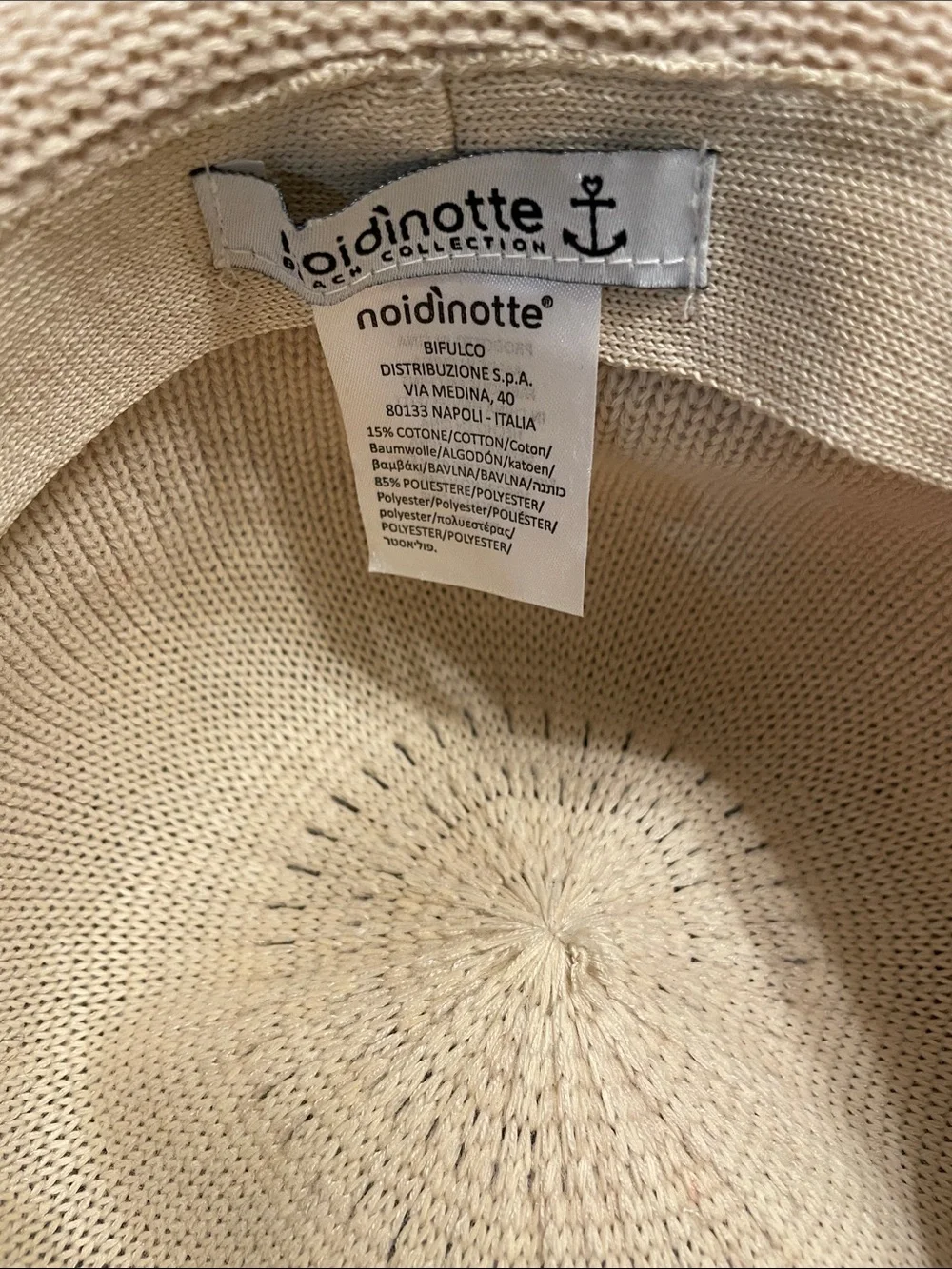 Noidinotte Chic Collection Beige Wide Brim Crochet Knit Hat